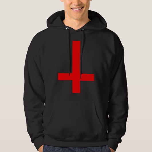 Inverted Cross Upside Down Satan Antichrist Atheis Hoodie (Voorkant)