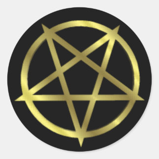 Inverted Gold Pentagram Ronde Sticker