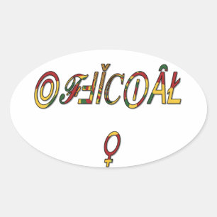 Inverted "OFFICIËLE" Vrouw Symbool Art Print Ovale Sticker