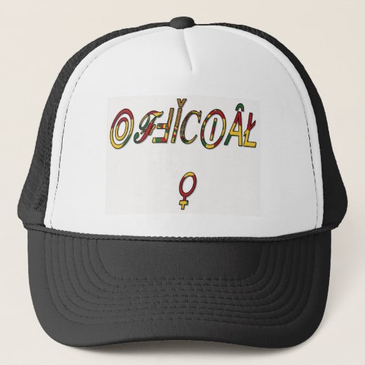 Inverted "OFFICIËLE" Vrouw Symbool Art Print Trucker Pet (Voorkant)