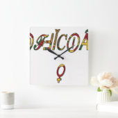 Inverted "OFFICIËLE" Vrouw Symbool Art Print Vierkante Klok (Huis)