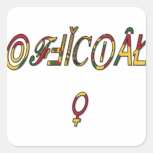 Inverted "OFFICIËLE" Vrouw Symbool Art Print Vierkante Sticker
