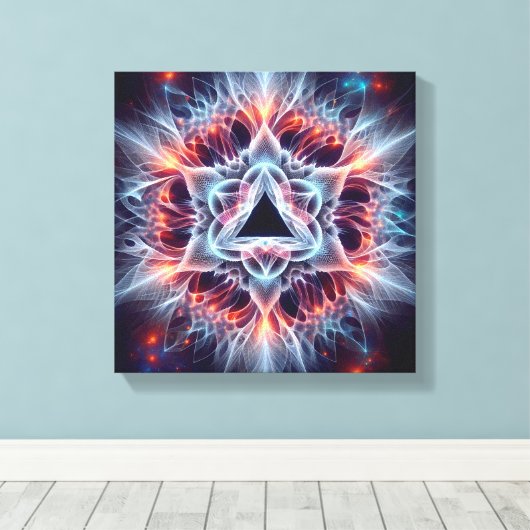 Inverted Star Bloom: Fractal Illusion Burst Canvas Afdruk (Insitu (Houten vloer))