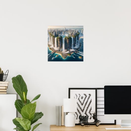 Inverted Waterfall City Poster (Thuiskantoor)