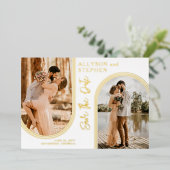 Inverteerde Arches Twee Fotobruiloft opslaan Datum Folie Uitnodiging (Staand Voorkant)