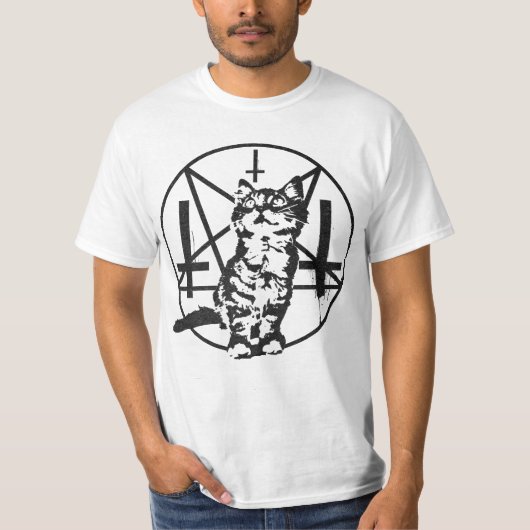 Inverteerde kruis en pentacle Kitten T-shirt (Voorkant)