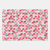 Inverteerde roze Blauwgroen Valentijn Hoortpatroon Inpakpapier Vel (Voorkant 3)