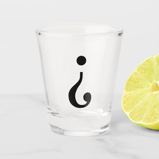 Inverteerde vraagteken shot glas (Voorkant)