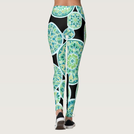 Inverteerde Zee Tone Mandalas Leggings (Achterkant)