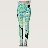 Inverteerde Zee Tone Mandalas Leggings (Voorkant)