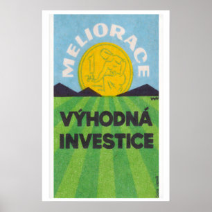 Investeer in landbouw groene velden - luciferdoosj poster