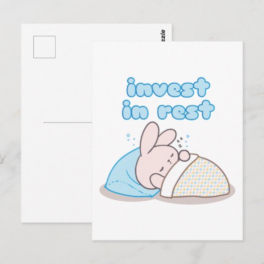 Investeer in Rust met Snoozy Bunny Briefkaart (Voorkant / Achterkant)