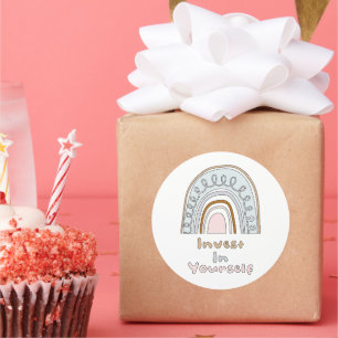 Investeer in uzelf motivatie regenboog ronde sticker