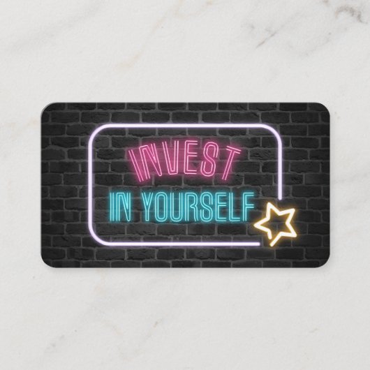 Investeer in uzelf Neon Sign Visitekaartje (Voorkant)