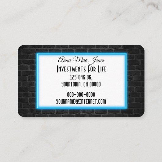 Investeer in uzelf Neon Sign Visitekaartje (Achterkant)