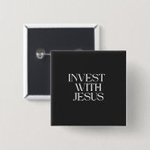 Investeer met Jezus-knop Vierkante Button 5,1 Cm (Voorkant /achterkant)
