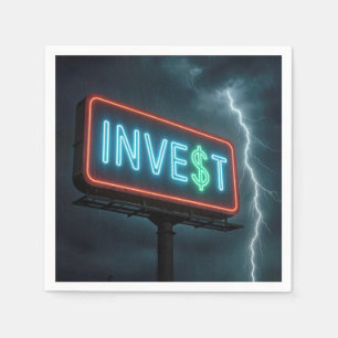 Investeer Neon Billboard In Een Storm Servet