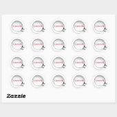 Investeer tekst onder vergrootglas ronde sticker (Vel)