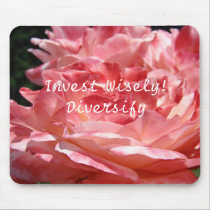 Investeer Wijs! Diversifieer Roze Roos Bloem muism Muismat