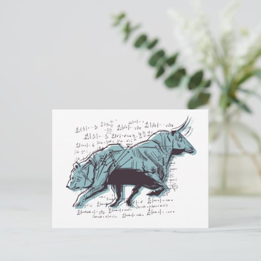 Investeerder Bull en Beer Beurshandel Briefkaart (Staand voorkant)