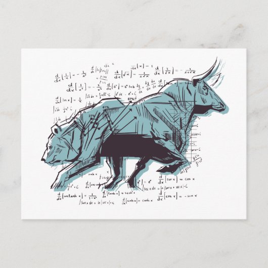 Investeerder Bull en Beer Beurshandel Briefkaart (Voorkant)