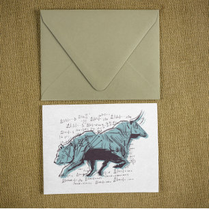 Investeerder Bull en Beer Beurshandel Briefkaart
