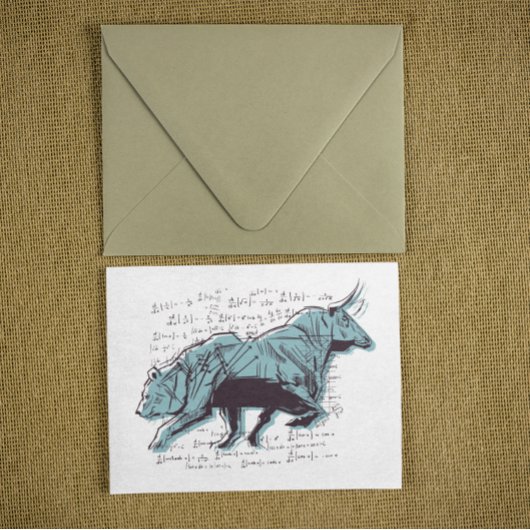 Investeerder Bull en Beer Beurshandel Briefkaart