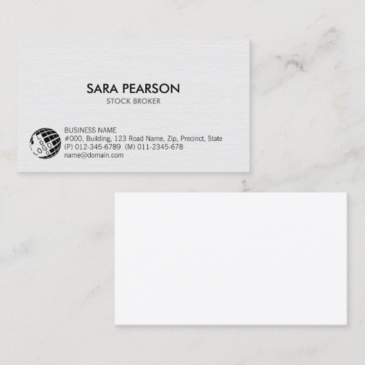 Investeringen van effectenmakelaars Eenvoudig Visitekaartje (Voorkant / Achterkant)