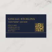 Investment Advisor Blue Gold Logo QR Code Visitekaartje (Achterkant)