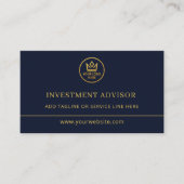 Investment Advisor Blue Gold Logo QR Code Visitekaartje (Voorkant)