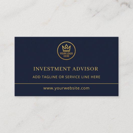 Investment Advisor Blue Gold Logo QR Code Visitekaartje (Voorkant)