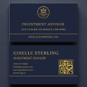 Investment Advisor Blue Gold Logo QR Code Visitekaartje