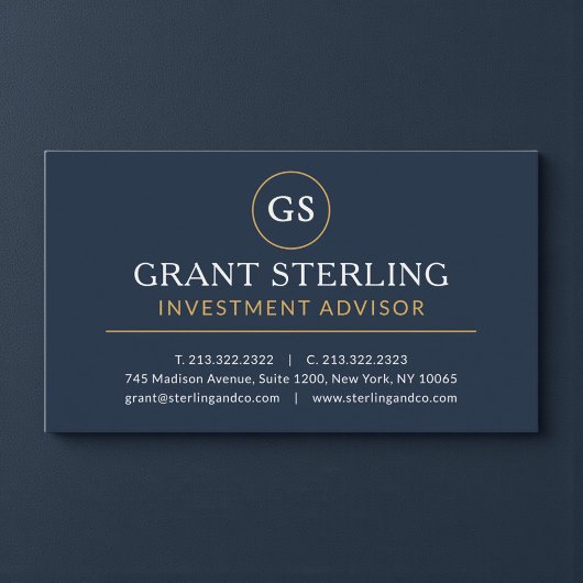 Investment Advisor Navy Blue Gold Luxury Visitekaartje