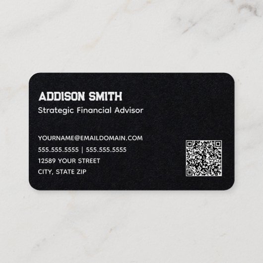 Investment Banker Financieel Adviseur Custom QR Visitekaartje (Achterkant)