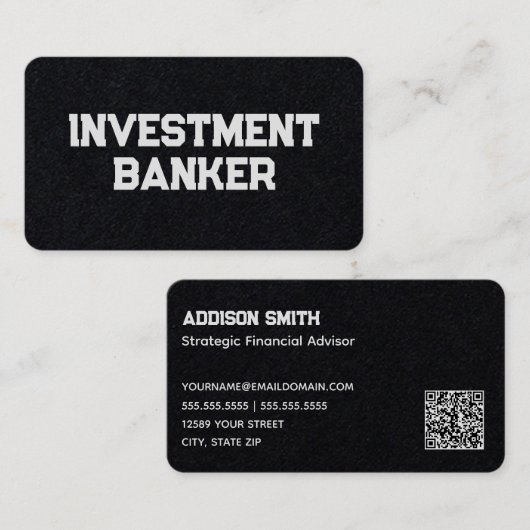 Investment Banker Financieel Adviseur Custom QR Visitekaartje (Voorkant / Achterkant)