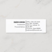 Investments Financieel Adviseur Analist Mini Visitekaartje (Achterkant)