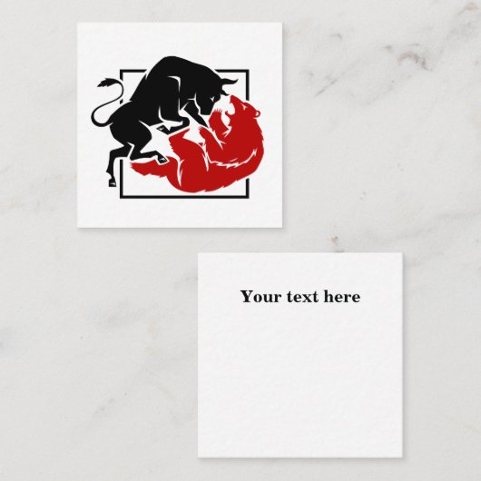 Investor Trading Bull en Beer Market Custom Vierkante Visitekaartje (Voorkant / Achterkant)