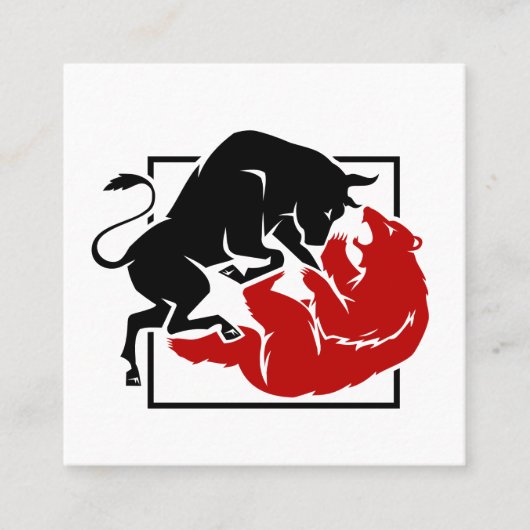 Investor Trading Bull en Beer Market Custom Vierkante Visitekaartje (Voorkant)