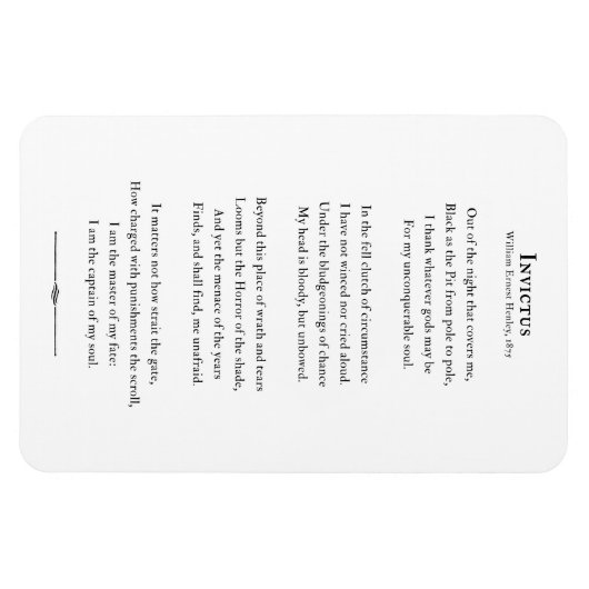 Invictus Gedicht, inspirerend offerte koelkastmagn Magneet (Horizontaal)