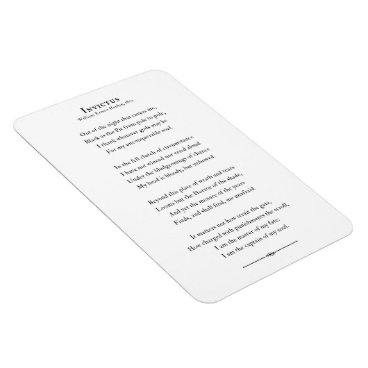 Invictus Gedicht, inspirerend offerte koelkastmagn Magneet (Rechterzijde)