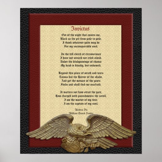 Invictus, gedicht leder met adelaar poster (Voorkant)