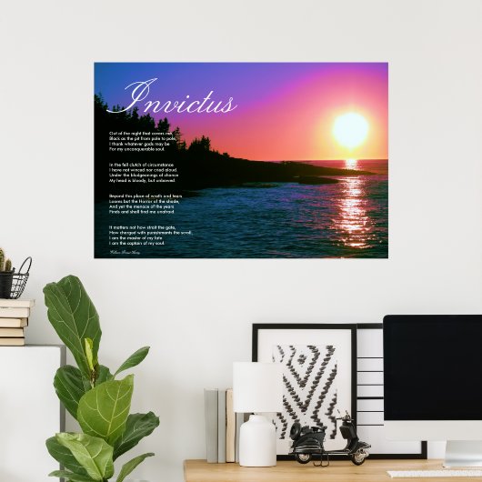 Invictus ~ Inspirerend gedicht. Poster (Thuiskantoor)