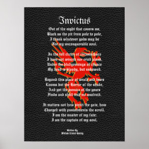 Invictus, inspirerend gedicht zwart met griffon poster