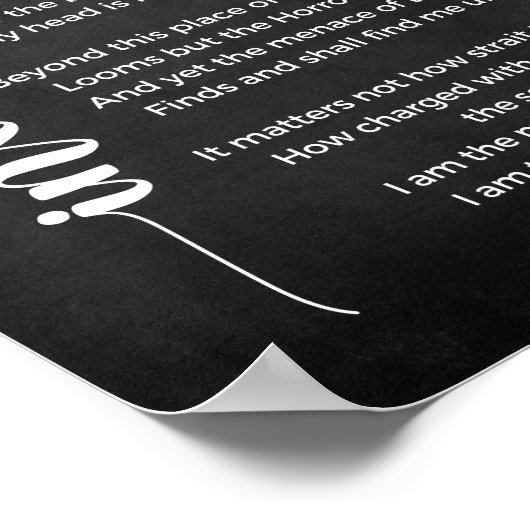 Invictus Poem Black en White Poster (Hoek)