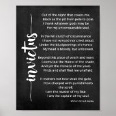 Invictus Poem Black en White Poster (Voorkant)