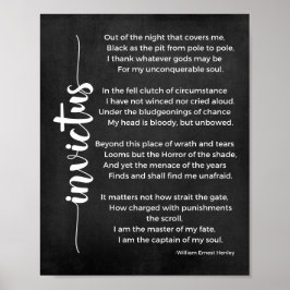 Invictus Poem Black en White Poster