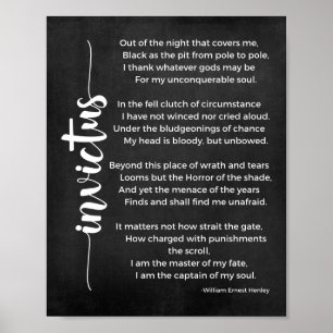 Invictus Poem Black en White Poster
