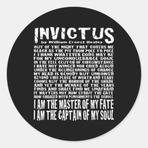 Invictus Poem Ronde Sticker