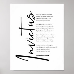 Invictus Poem van Henley in Modern Black Script Poster