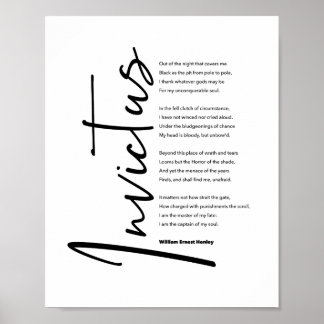 Invictus Poem van Henley in Modern Black Script Poster